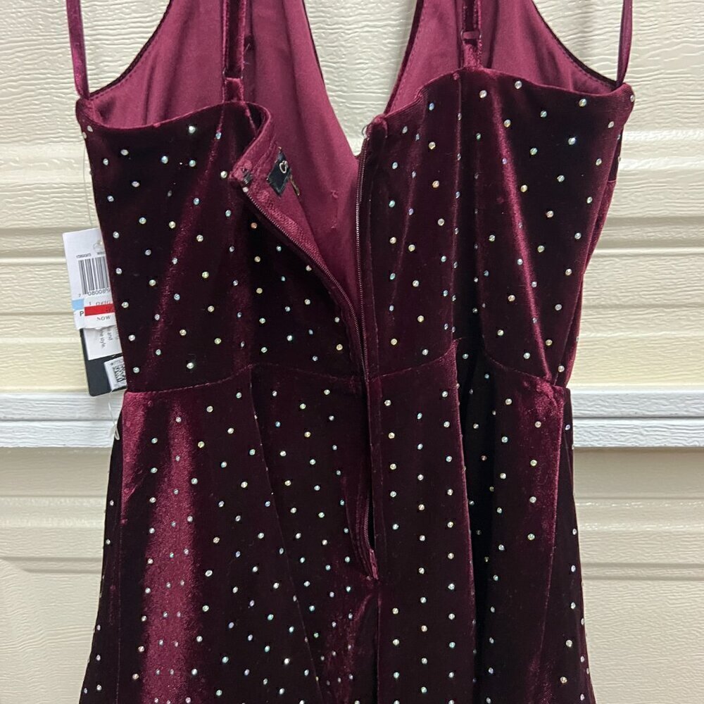 City Studios Junior Sz 5/6 Embellished Velvet Skater Dress Purple - Picture 7 of 12